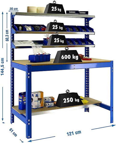 SIMON RACK - Simonrack - Etabli Métal/bois Bleu 1440x1200x600 - Simonwork Bt1 1200 - large