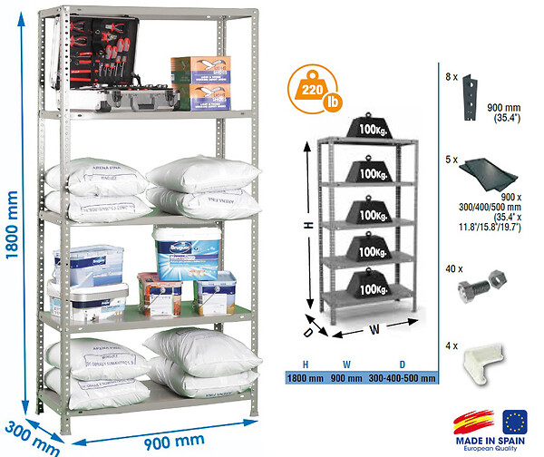 SIMON RACK - Simonrack - Etagère Confort 1800x900x300mm Gris Foncé Charge 100kg - Comfort 5/300 - large