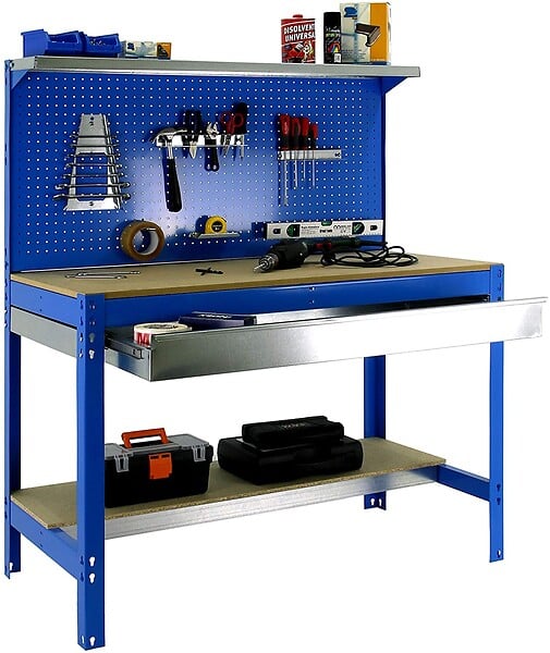SIMON RACK - SimonRack - Kit Etabli 1440x1200x600mm Charge 600Kg -  SIMONWORK BT3 BOX 1200 BLEU/BOIS SIMONRACK - large