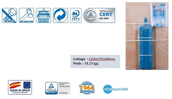 SIMON RACK - Simonrack - Kit Etabli 865x1200x750mm Bleu Charge 800kg - Bt6 -1200 - large