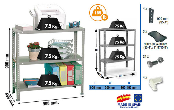 SIMON RACK - Simonrack - Etagère De Rangement 900x900x400mm Gris Foncé Charge 75kg -  Advantage 3/400 - large