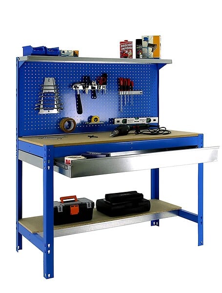 SIMON RACK - SimonRack - Kit Etabli 1440x1500x600mm Charge 600Kg -  SIMONWORK BT3 BOX 1500 BLEU/BOIS SIMONRACK - large