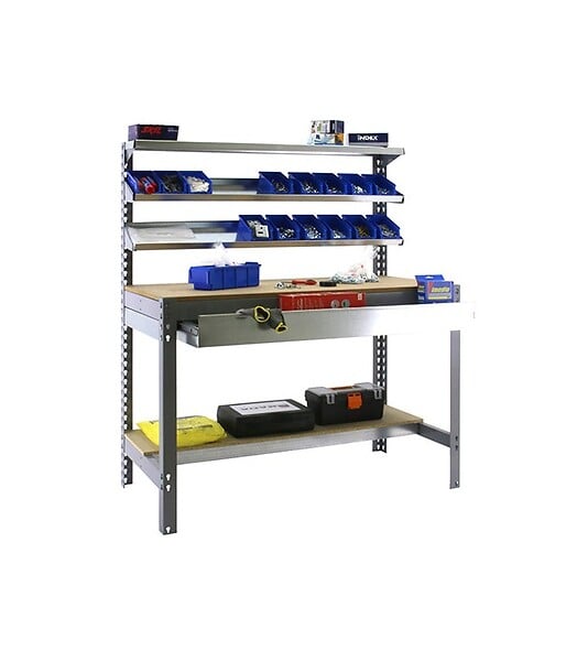 SIMON RACK - Simonrack - Kit Etabli 1440x1200x600mm Charge 600kg -  Simonwork Bt-1 Box 1200 Gris Fonce/bois - large