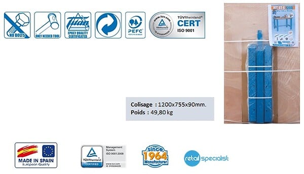 SIMON RACK - Etabli avec tiroir 865x1200x750mm Gris foncé/Bois BT6 BOX 1200 Simon Rack - large