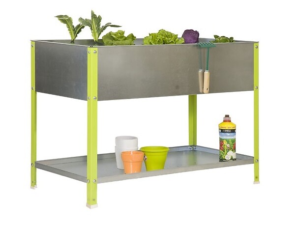SIMON RACK - SimonRack - Jardinière galva/vert 200L avec étagère - UrbanGarden Top 850x1200x600 Galva Simon Rack - large