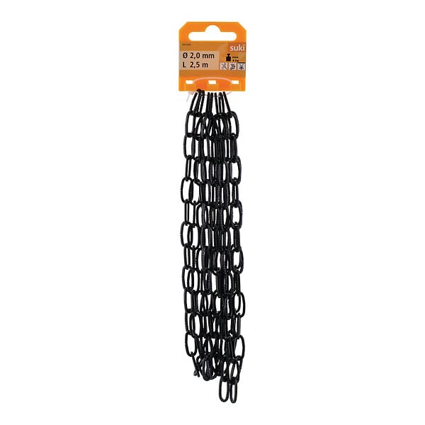 SUKI - Chaîne carrée martelée coloris noir 2mmx2.5m - large