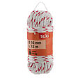 SUKI - Corde double tresse en polypropylène 10mm x 15m blanc et rouge - vignette