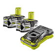 RYOBI - 2 batteries lithium 18V 5,0Ah et chargeur rapide 5,0A - vignette