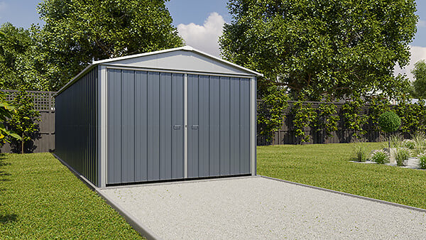 YARDMASTER - Garage métal 1024A - Anthracite et aluminium - L.280xP.740cm - large