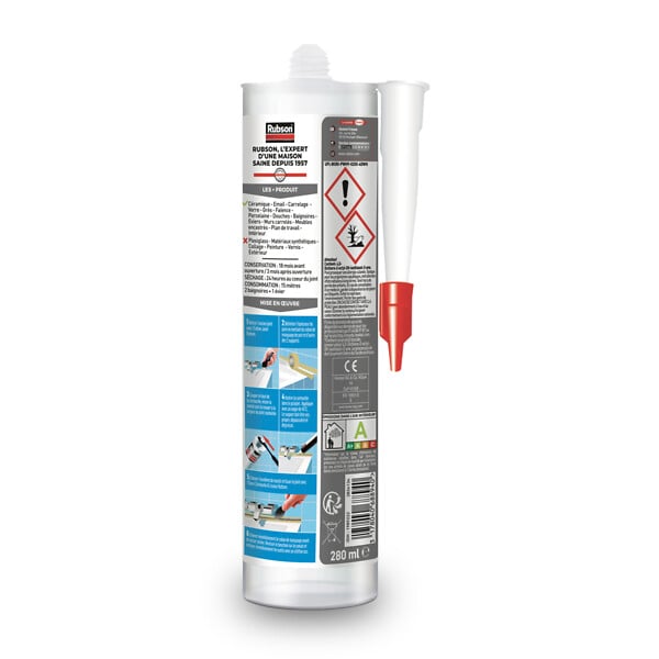RUBSON - Mastic joint silicone Ardoise - 280ml - Anti-moisissure - large
