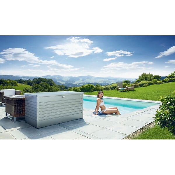 BIOHORT - Coffre de jardin T 160 High - Métal - Gris quartz - large