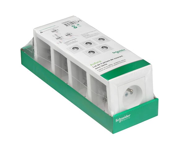 SCHNEIDER ELECTRIC - Prises 2 P+T Asfora - Blanc - Lot de 5 - large