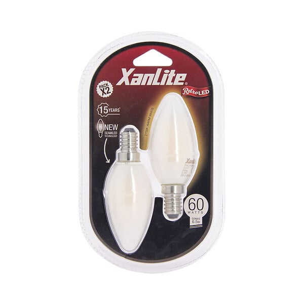 XANLITE - Ampoule LED filament flamme E14 - Blanc neutre 4000K - 6,5W - large