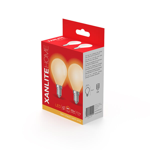 XANLITE - Ampoules LED - Lot de 2 - Blanc chaud 6.5W 806lm - large