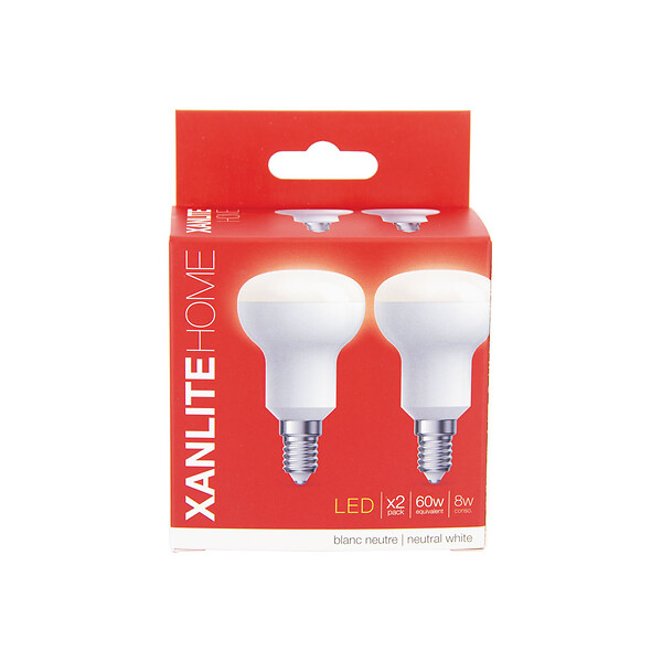 XANLITE - Lot de 2 ampoules LED spot R50 - Culot E14 - 8W 806lm 4000K - large