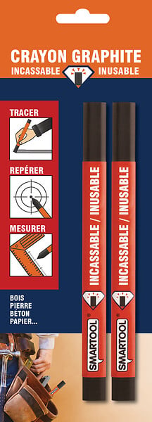 SMARTOOL - Crayon graphite incassable - Graphite composite - Lot de 2 - large