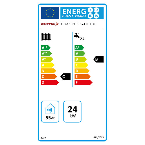 CHAPPEE - Chaudière Gaz BasNox Luna ST Blue Compact 2.24 Chappée 24 kW / Cheminée Complète (Douilles + Dosseret) avec Thermostat Connecté - large