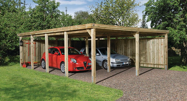 WEKA - Carport bois double Weka 618 T3_ poteaux 12x12, couverture PVC - large