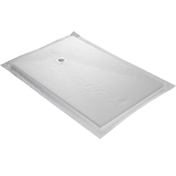 U-TILE - Receveur de douche blanc 160 x 90 cm en résine aspect ardoise - grille carrée - large