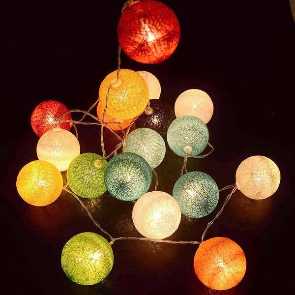 LUMISKY - Guirlande solaire MIMY COLORS 10 boules coton 3.8M - large