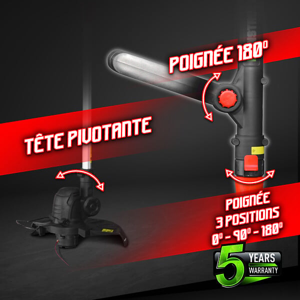 CONSTRUCTOR - Coupe bordures 20V MAX sans batterie - Manche téléscopique - large