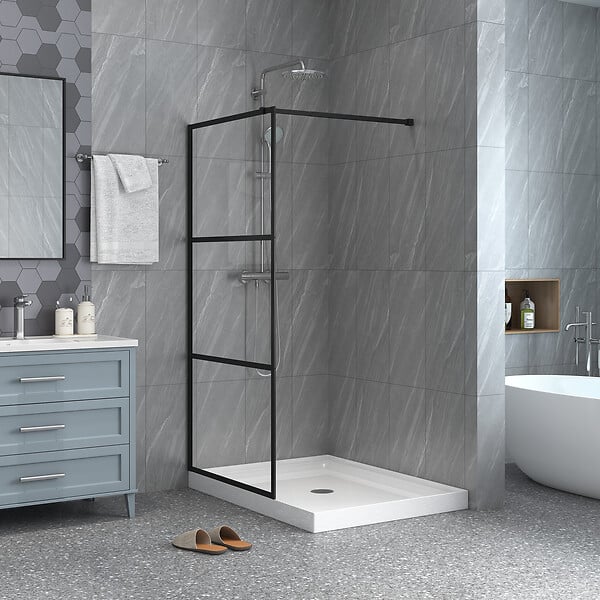 KINDFORD - Paroi industrielle - 3 vantaux - Noir - Mat - 120x195 cm - large