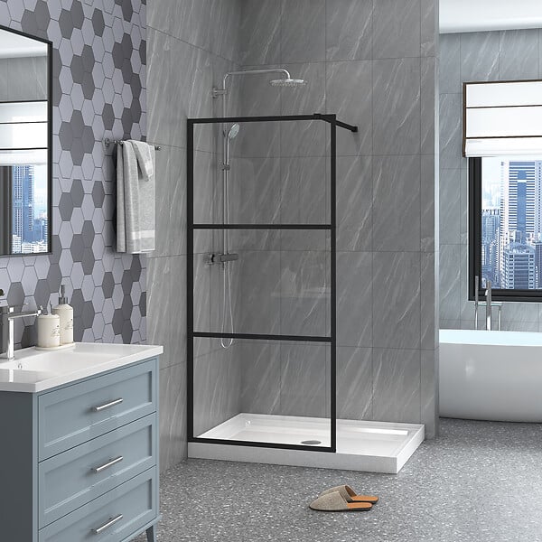 KINDFORD - Paroi industrielle - 3 vantaux - Noir - Mat - 120x195 cm - large