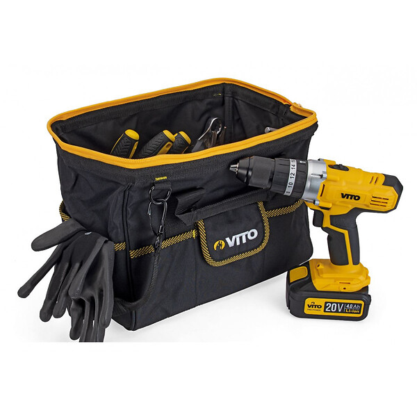 VITO - Sac à outils Ouverture complète 18 poches 360 x 280 x 250 mm nylon renforcé VITO - large
