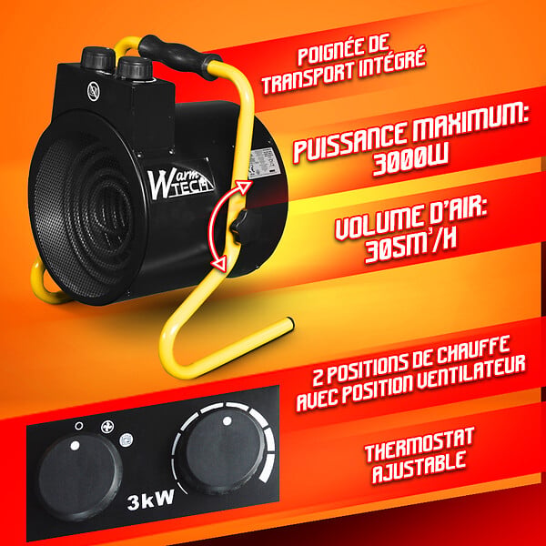 WARM TECH - Chauffage d atelier 3000W avec thermostat WarmTech - large