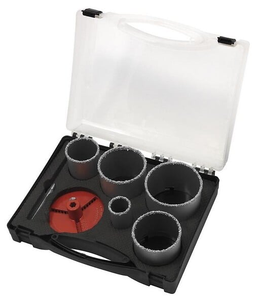 RIBIMEX - Kit 5 scies cloches diamantées en valisette grès céramique carrelage - large