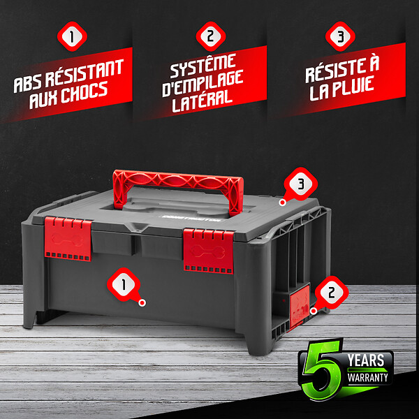 CONSTRUCTOR - Boîte à outils empilable en plastique 46.4x33.5x21.2cm - Constructor - large