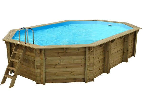 HABITAT ET JARDIN - Piscine bois " Cancun " - 6.53 x 4.41 x 1.45 m + Bâche à bulles 180 µ - Bâche hiver 280 g/m² - large