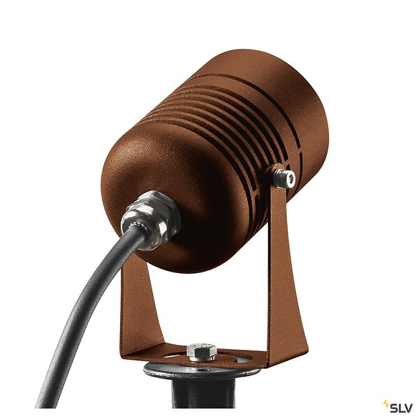SLV - Projecteur extérieur, rouille, SLV LED SPIKE avec LED intégrée, 6W, 3000K, IP55 - large