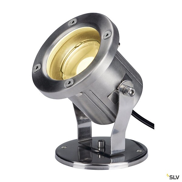 SLV - Projecteur extérieur, inox brossé SLV NAUTILUS 10 SPOT avec LED intégrée, 9W, 3000K, IP55, inox 316 - large