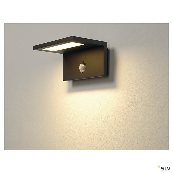 SLV - Applique extérieure SLV ANGOLUX SENSOR, anthracite, LED, 9,8W, 3000K, IP44, détecteur de mouvements - large