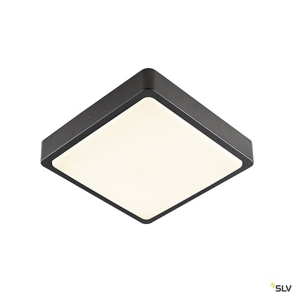 SLV - Applique et plafonnier extérieur carré SLV AINOS, anthracite, LED, 18W, 3000K/4000K, IP65, détecteur de mouvement - large
