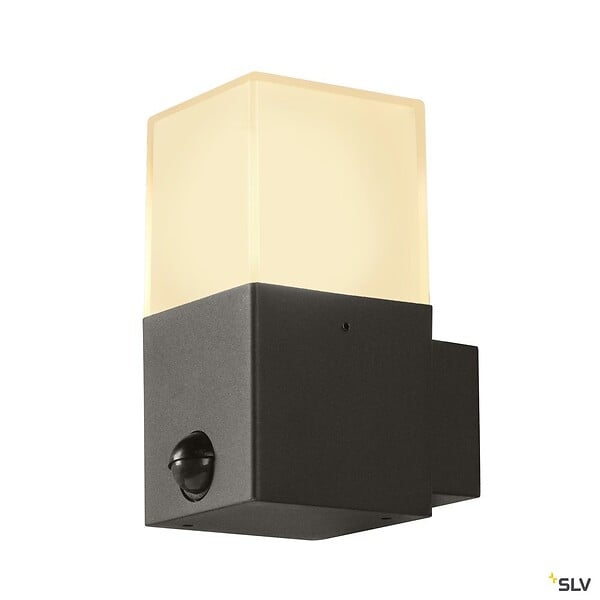 SLV - Applique extérieure SLV GRAFIT carré, anthracite, E27, 11W max, IP44, détecteur de mouvements - large