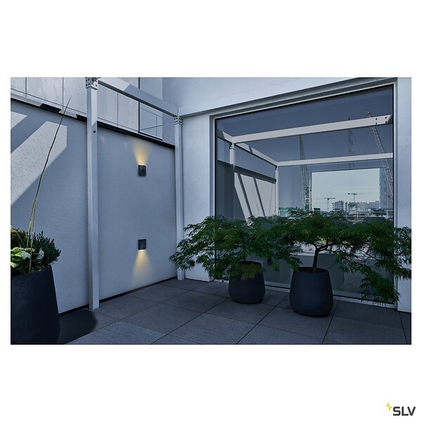 SLV - Applique extérieure SLV VILUA, anthracite, avec LED intégrée, 8,3W, 3000K, IP54 - Taille S - large