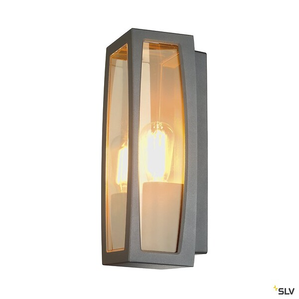SLV - Applique extérieure SLV MERIDIAN BOX, diffuseur transparent/anthracite, E27, 25W max, IP54 - large
