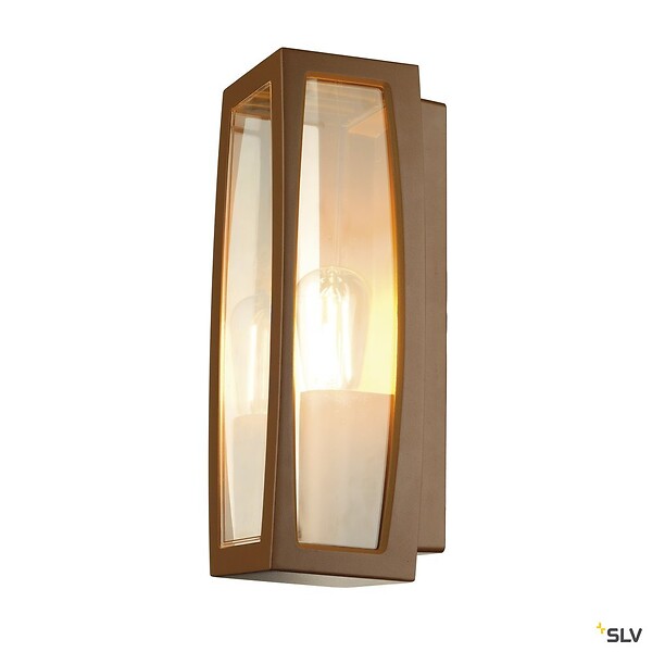 SLV - Applique extérieure SLV MERIDIAN BOX, diffuseur transparent/rouille, E27, 25W max, IP55 - large