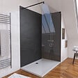 AURLANE - Pack douche à l'Italienne Receveur 90x120 + Paroi transparente + Panneaux muraux finition ardoise - vignette