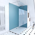 AURLANE - Pack Douche a l'Italienne 90x120 - Kit Panneaux Muraux Bleu/Chrome + Receveur + Paroi Depolie 8 mm - vignette