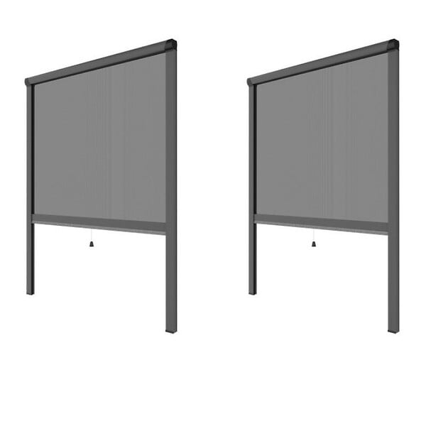 VOLET-MOUSTIQUAIRE - PACK ECO de 2 moustiquaires alu H145 cm x L130 cm Gris - large