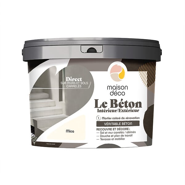 MAISON DECO - Enduit décoratif effet béton - Mica Beige - 5Kg - large