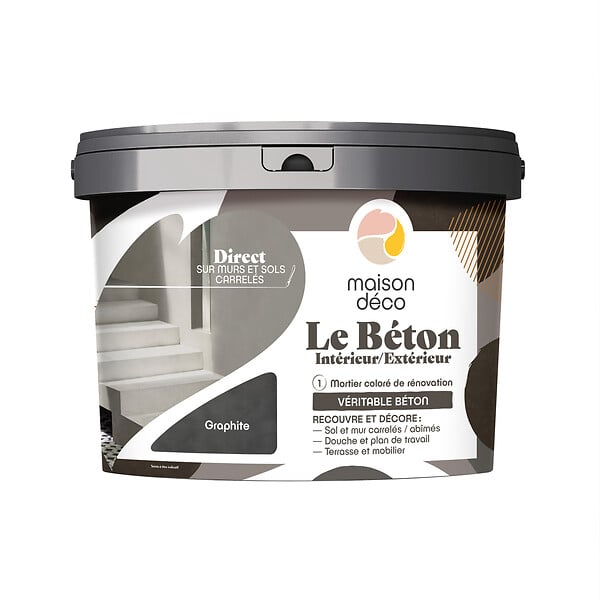 MAISON DECO - Enduit décoratif Le béton Graphite 5kg - large