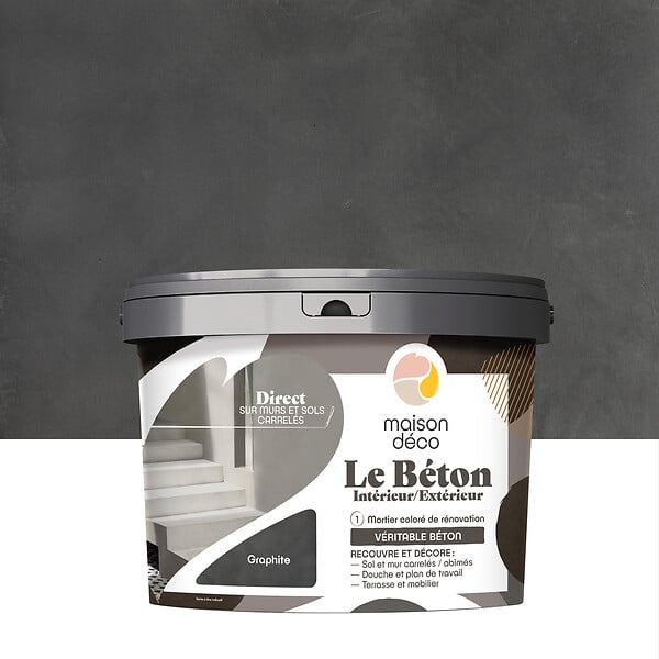 MAISON DECO - Enduit décoratif Le béton Graphite 5kg - large