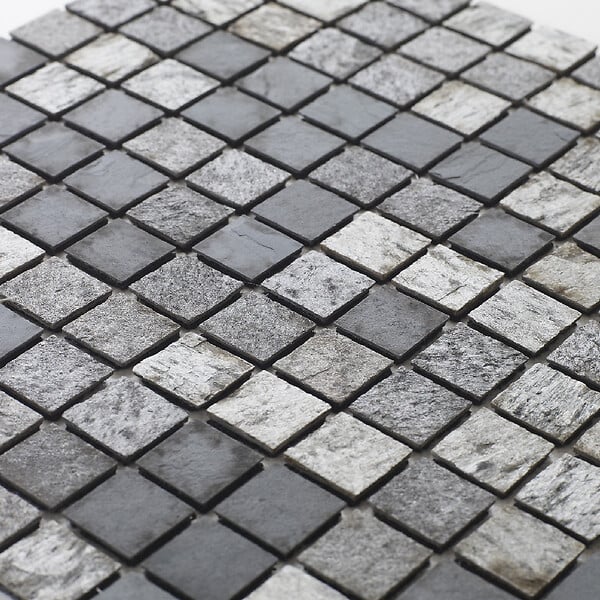 U-TILE - Mosaïque en pierre naturelle 100 x 50 cm - carreau 2,5 x 2,5 cm mixte gris - large