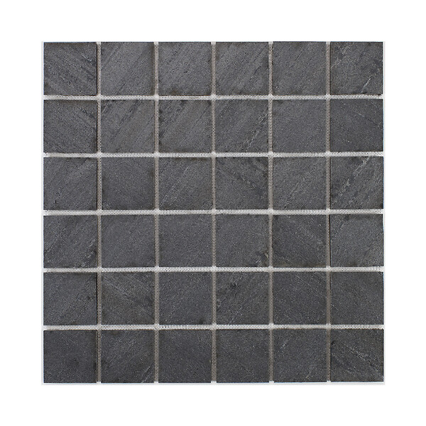 U-TILE - Mosaïque en pierre naturelle 100 x 50 cm - carreau 5 x 5 cm graphite noir - large