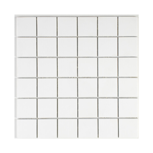 U-TILE - Mosaïque en solid surface 100 x 50 cm - carreau 5 x 5 cm blanc pur lisse - large