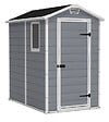 KETER - Abri de jardin en résine Manor 46 S - Gris et blanc - L.130xH.198xP.192cm - vignette